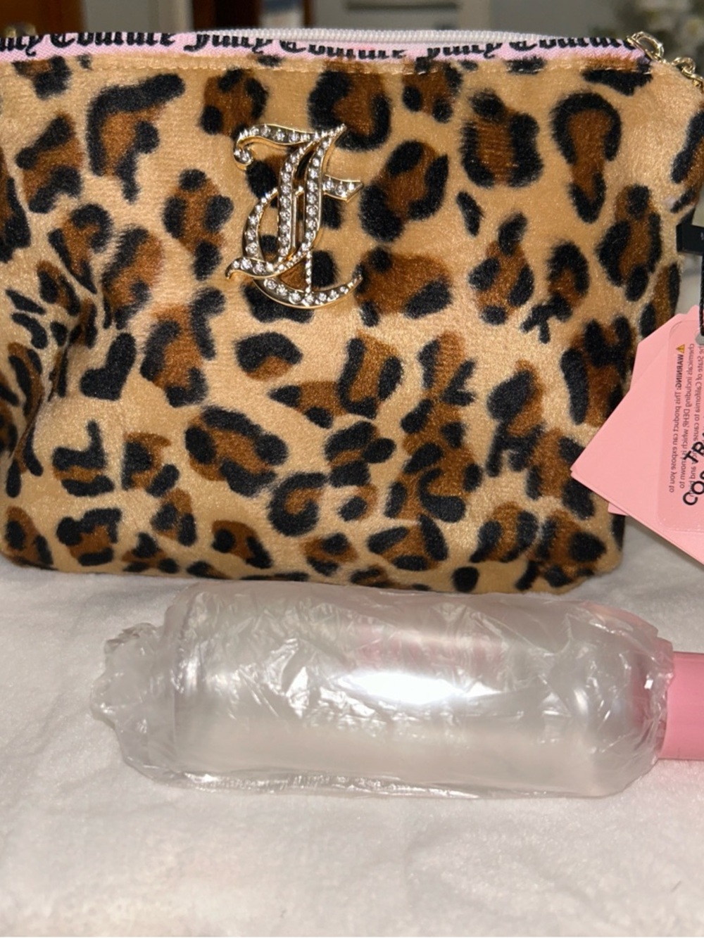 Juicy Couture Leopard Print Cosmetic Pouch - Tan and Black
